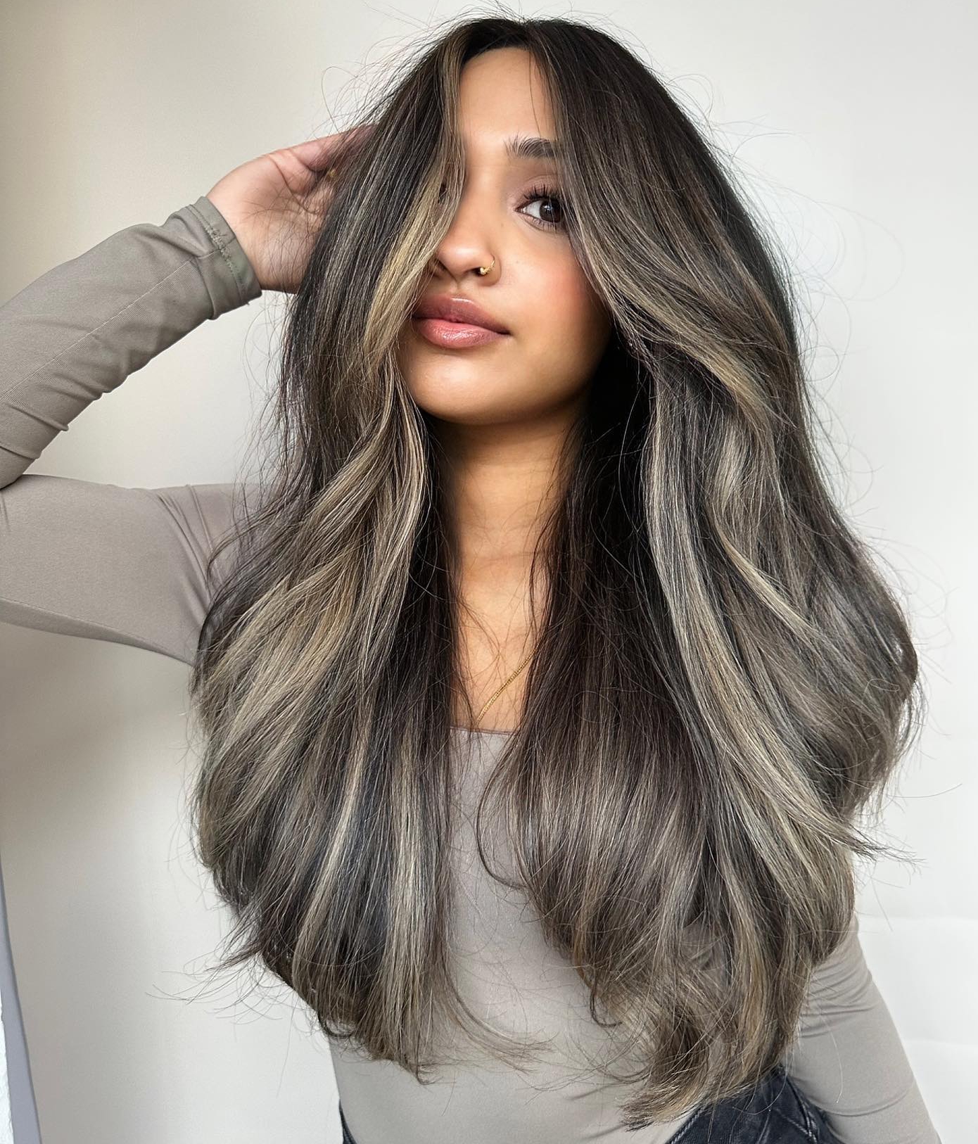 Dark Hair with Ash Brown Highlights