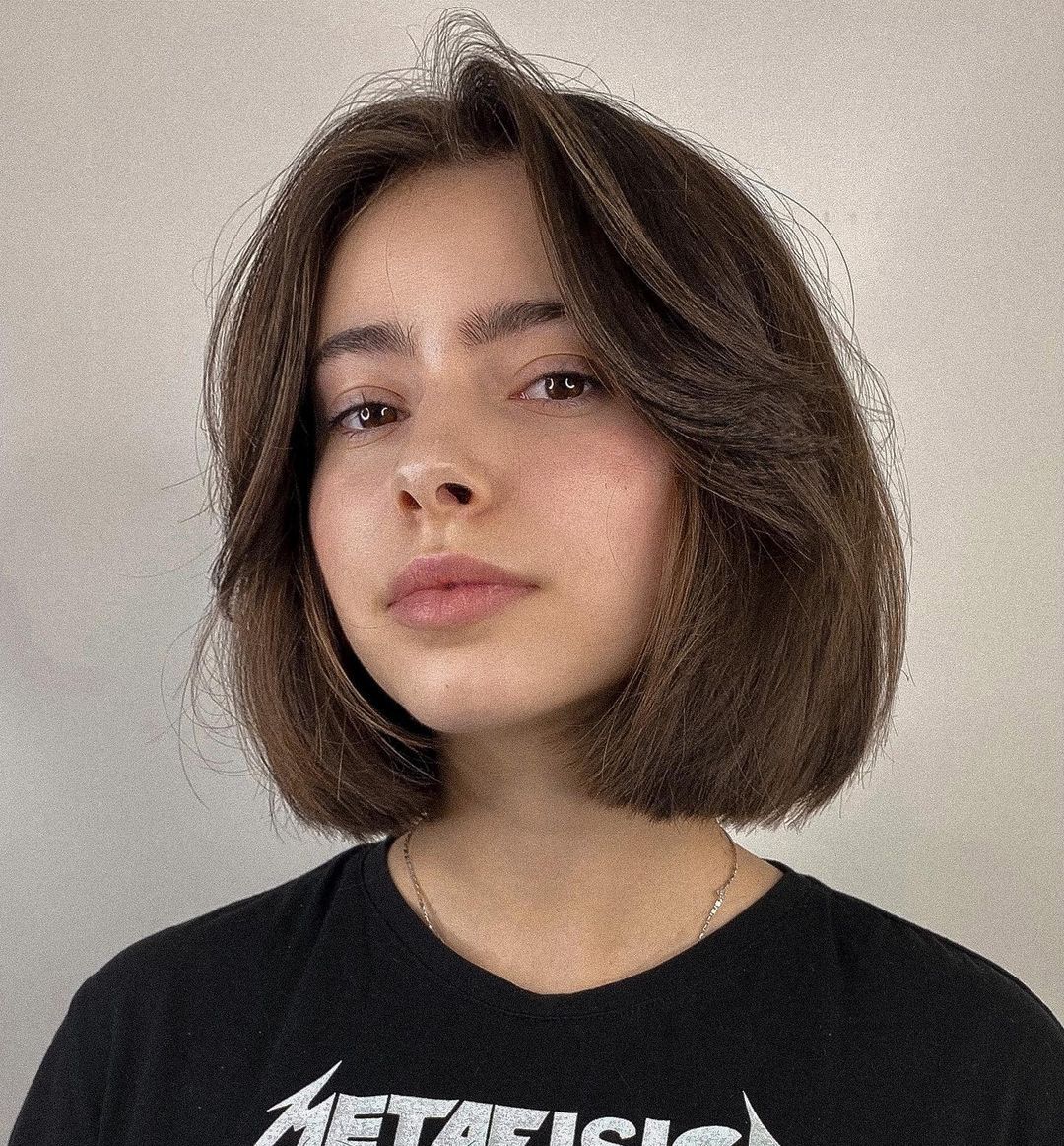 Elegant Blunt Bob with Curtain Bangs