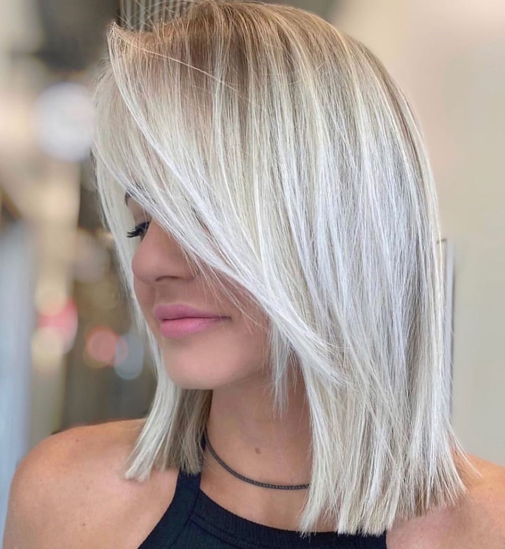 Cool Blunt Lob with Bangs for Fine Hair