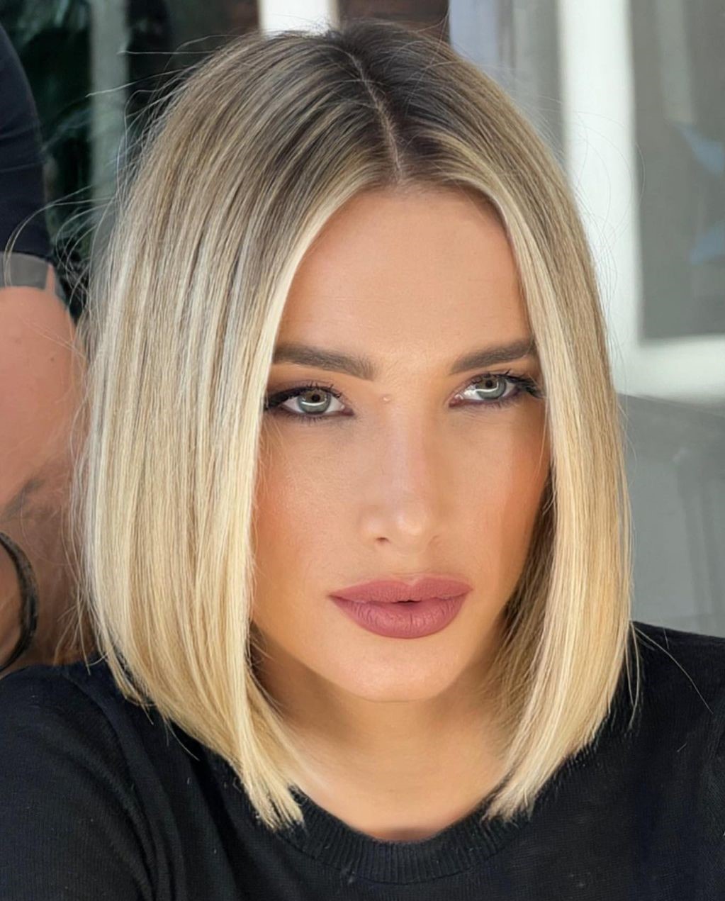 Center-Parted Blunt Bob for Blondes