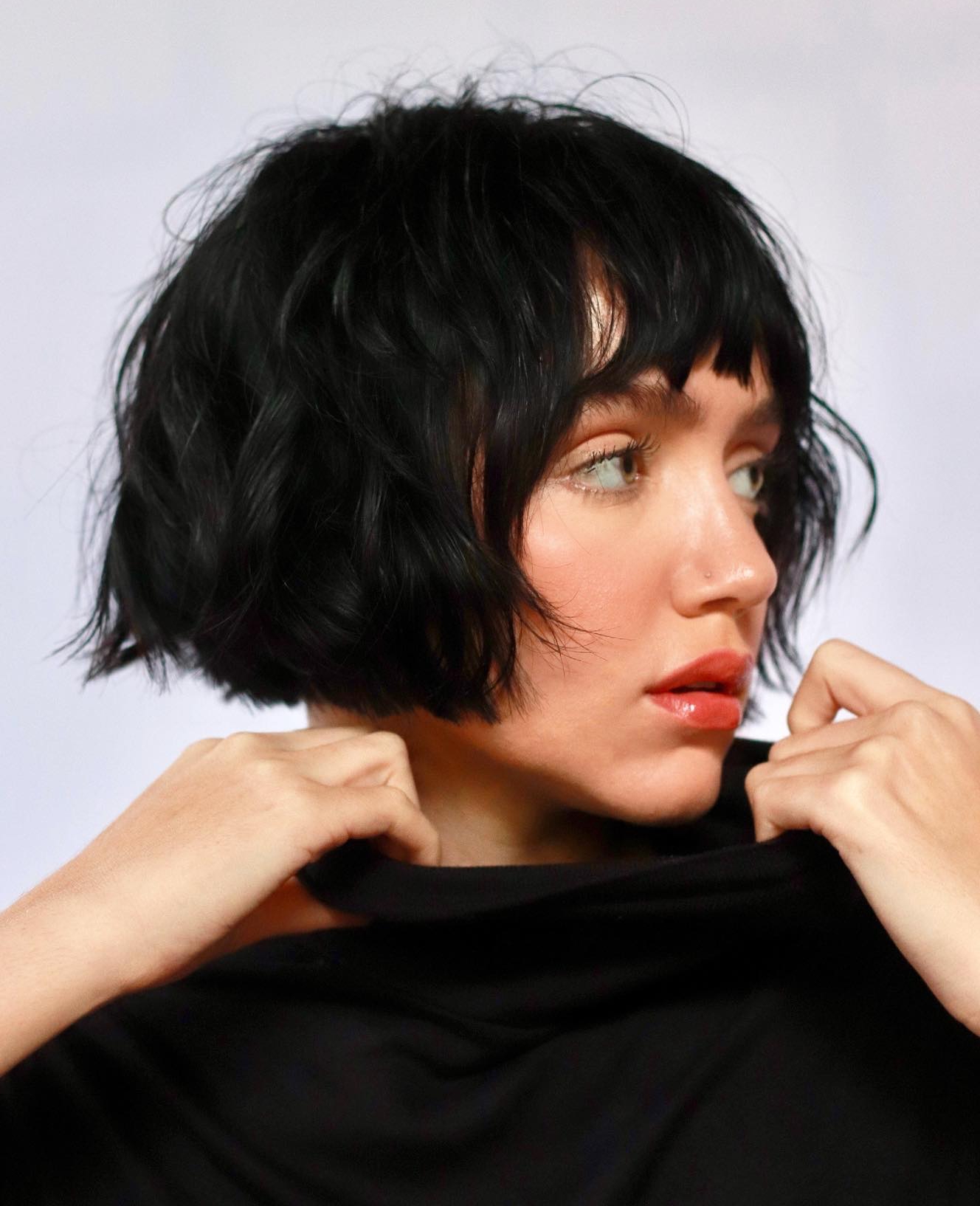 Messy French Bob with Blunt Ends