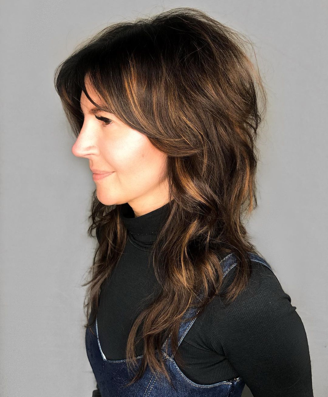 Long Shag Haircut for Dark Hair