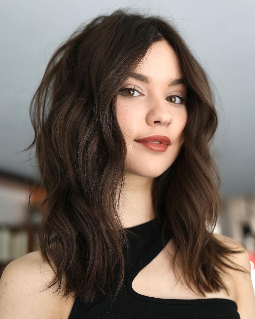 Medium-Length Shaggy Haircut for Thick Hair