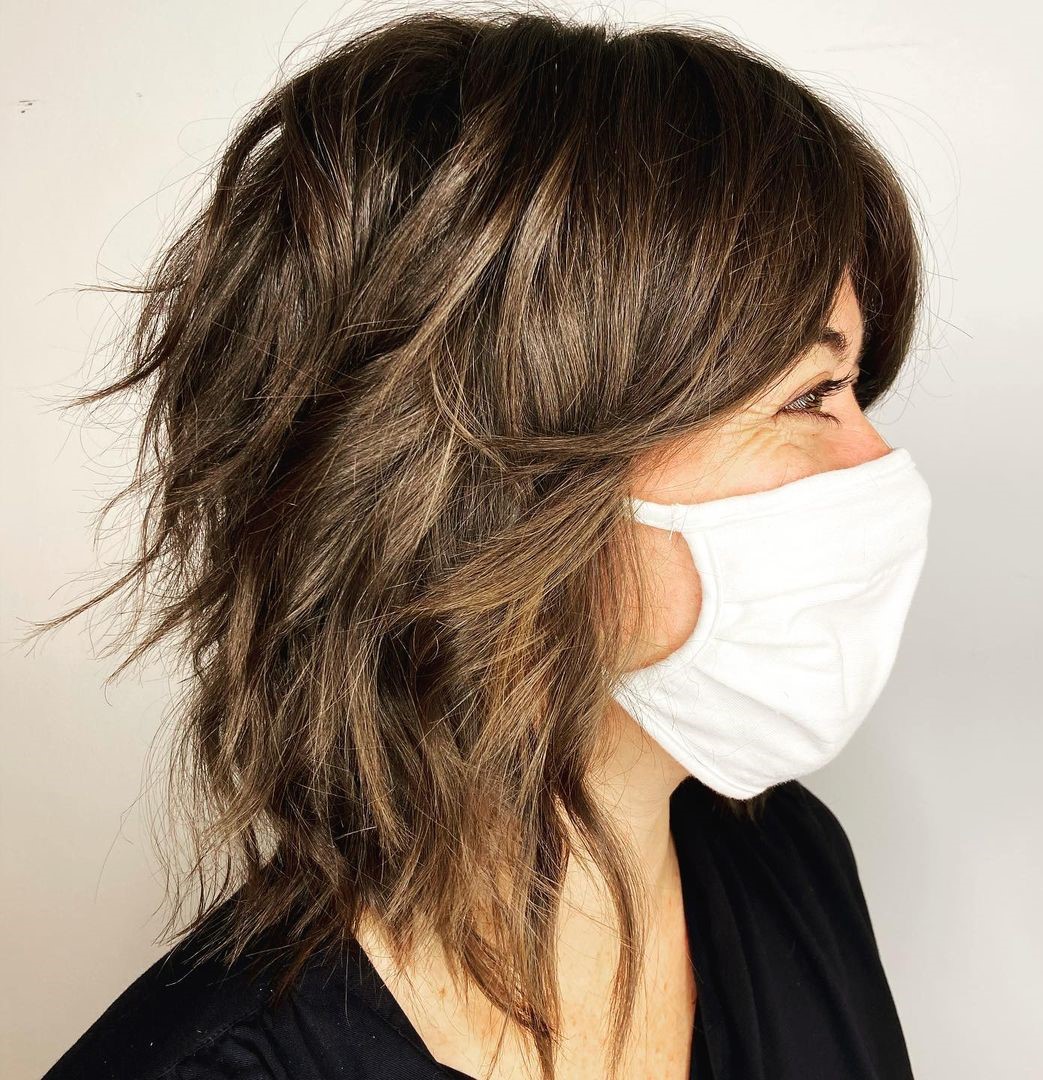 Layered Lob with Curtain Bangs