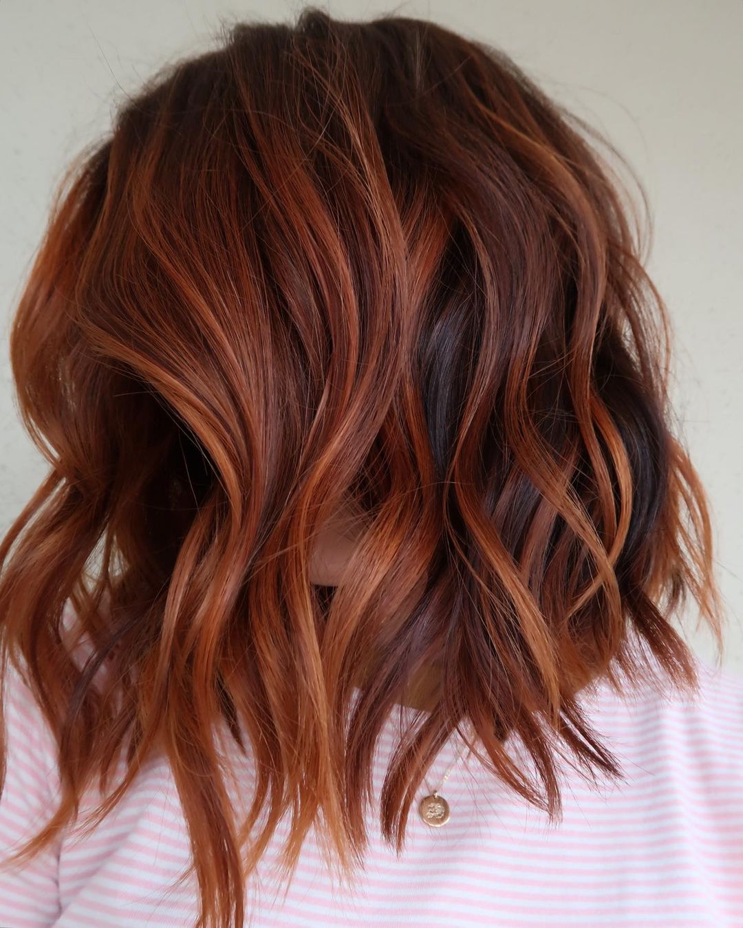 Red Hair Color with Chocolate Lowlights