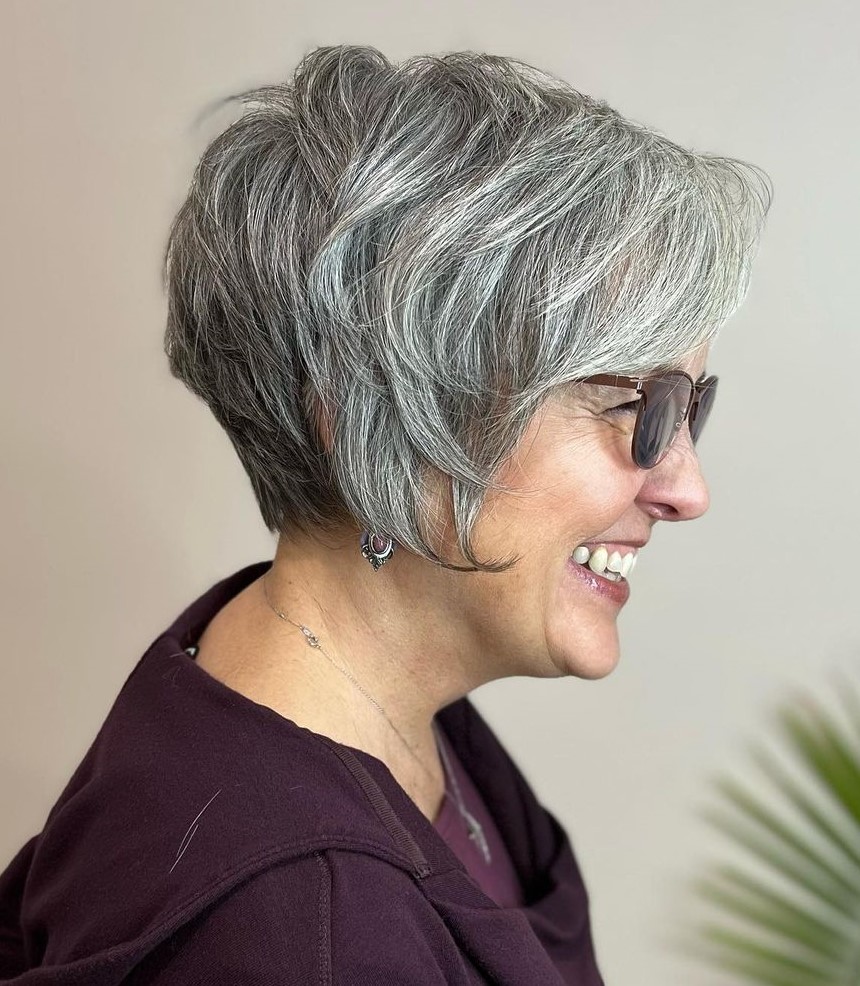 Over 50 Elongated Gray Pixie