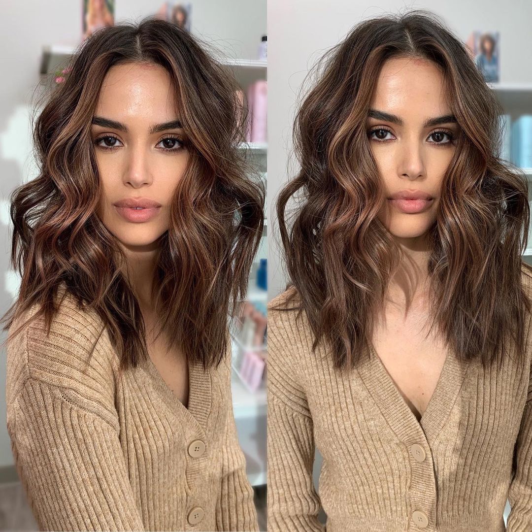 Wavy Lob for Big Foreheads
