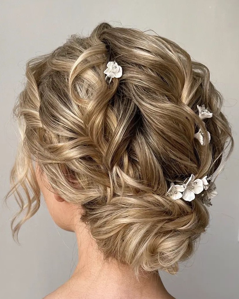 Voluminous Short Hair Updo
