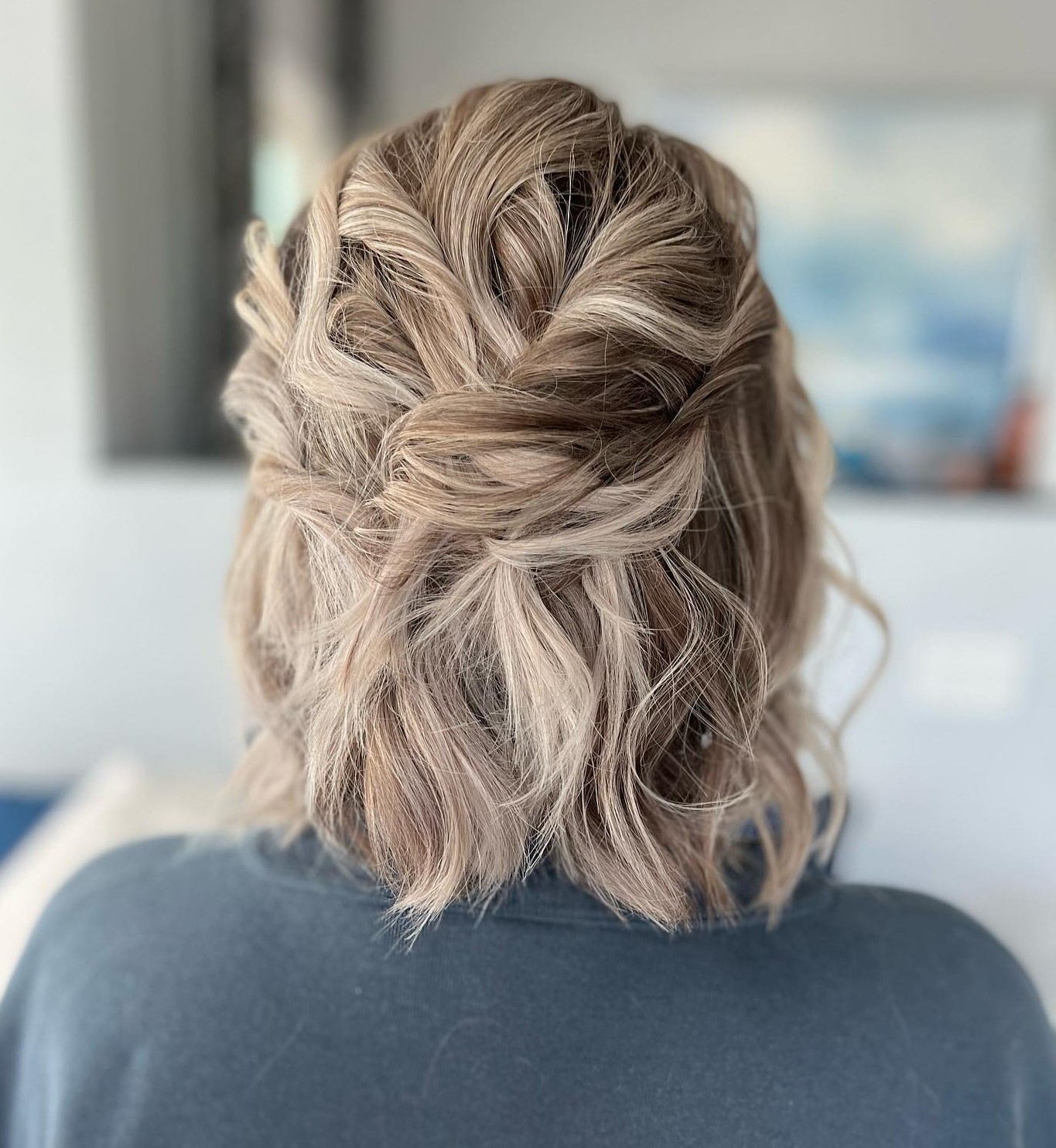 Wedding Half-Up Hairstyle for Bob-Length Hair