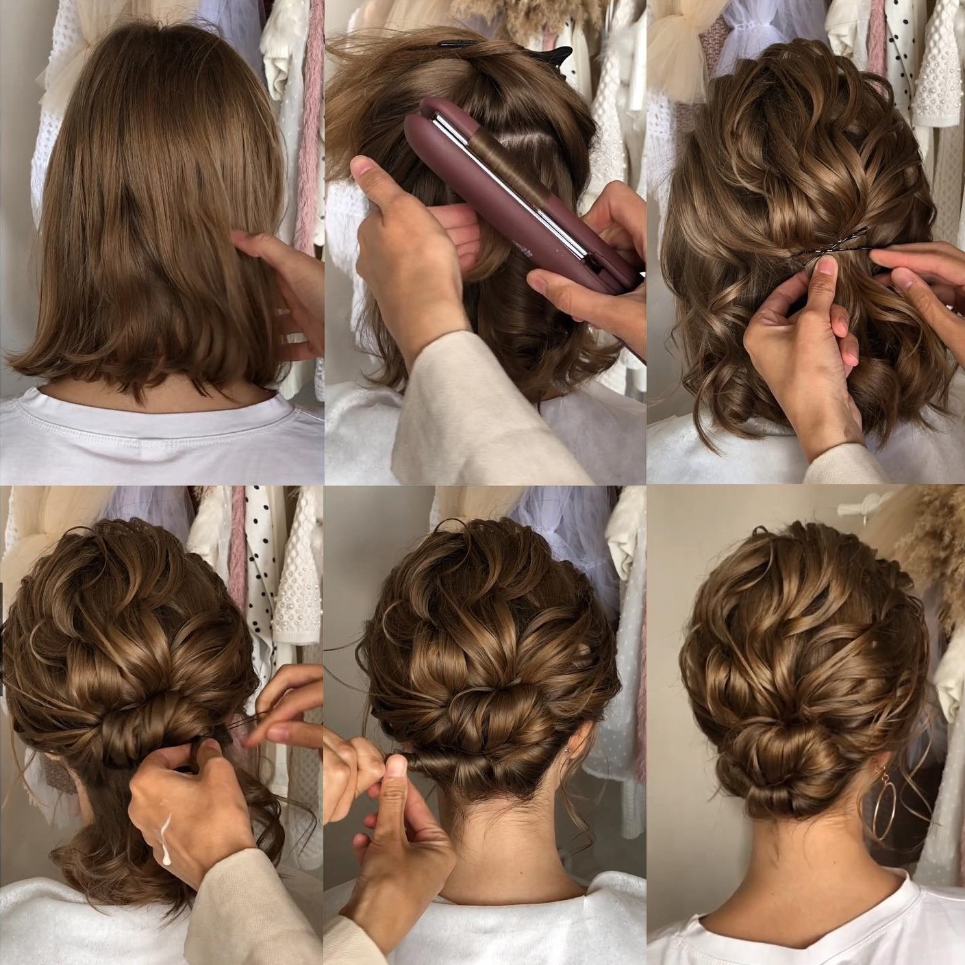 Short Hair Wavy Low Bun for Wedding