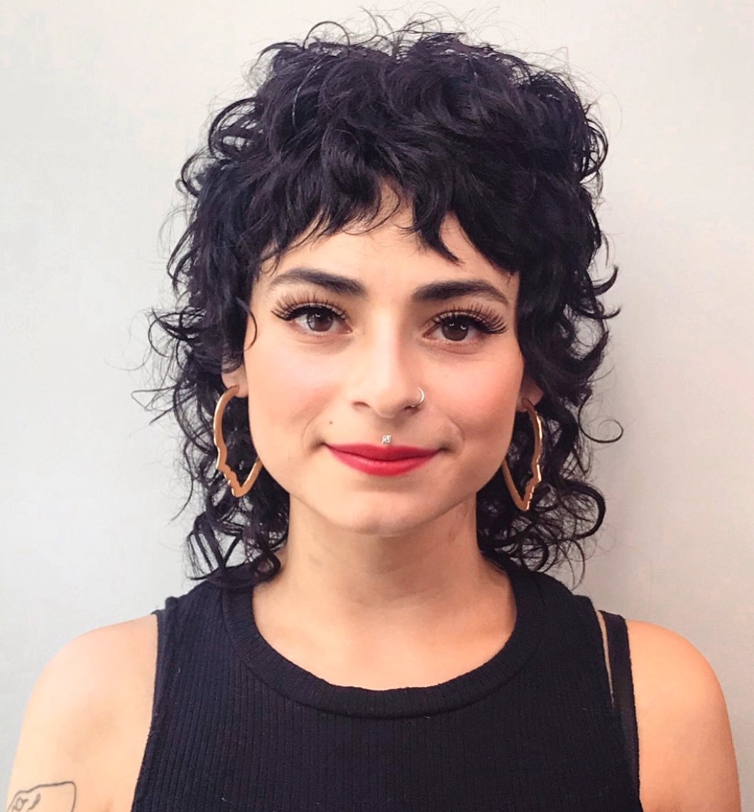 Short Wavy Black Wolf Cut