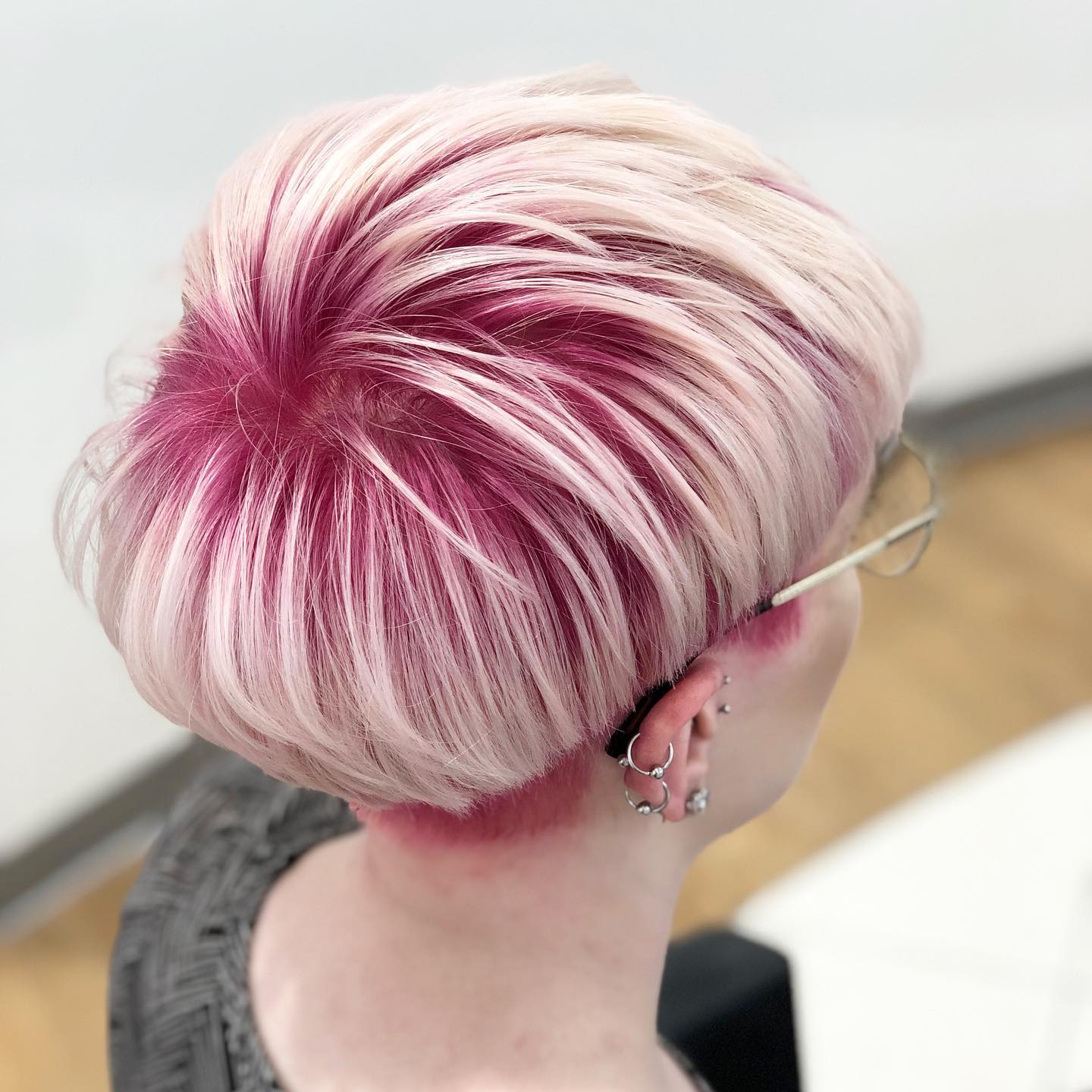 Pink Blonde Bowl Cut with Undercut