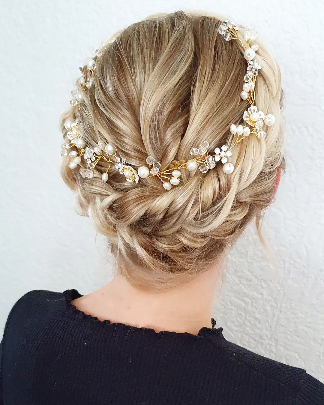Medium Hair Braided Updo for Wedding