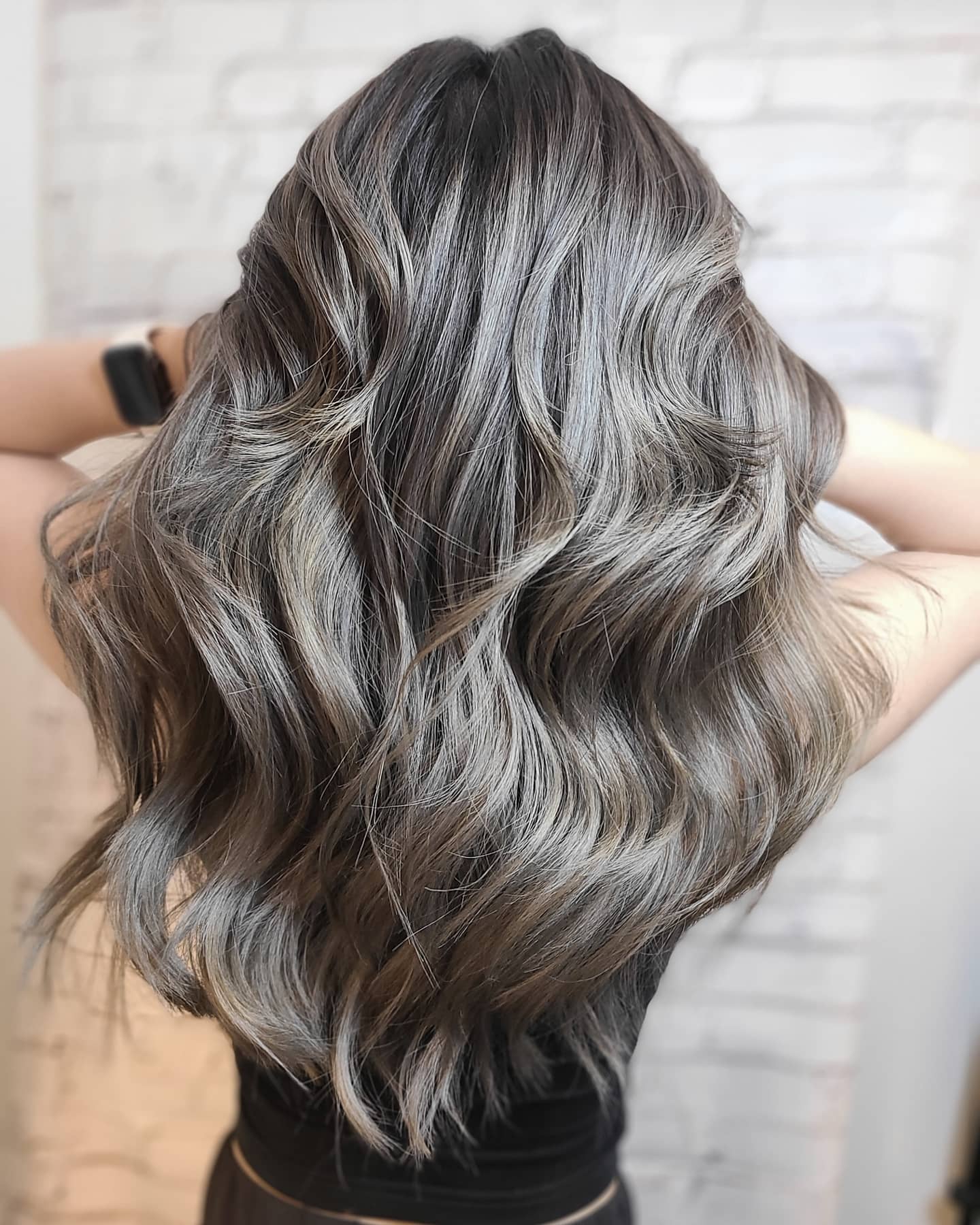 Gray Balayage with Warm and Cool Tones