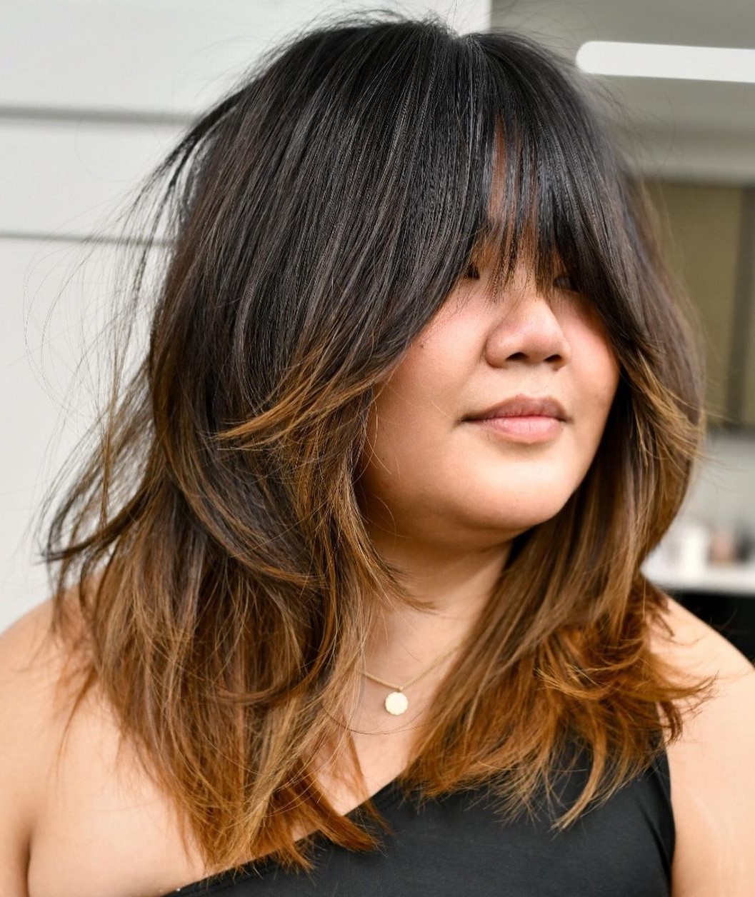 Medium Layered Hair for Chubby Faces