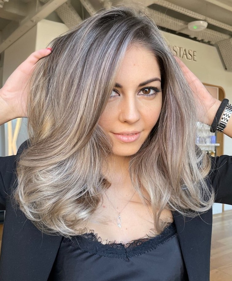 Peach and Ashy Blonde Color Melt