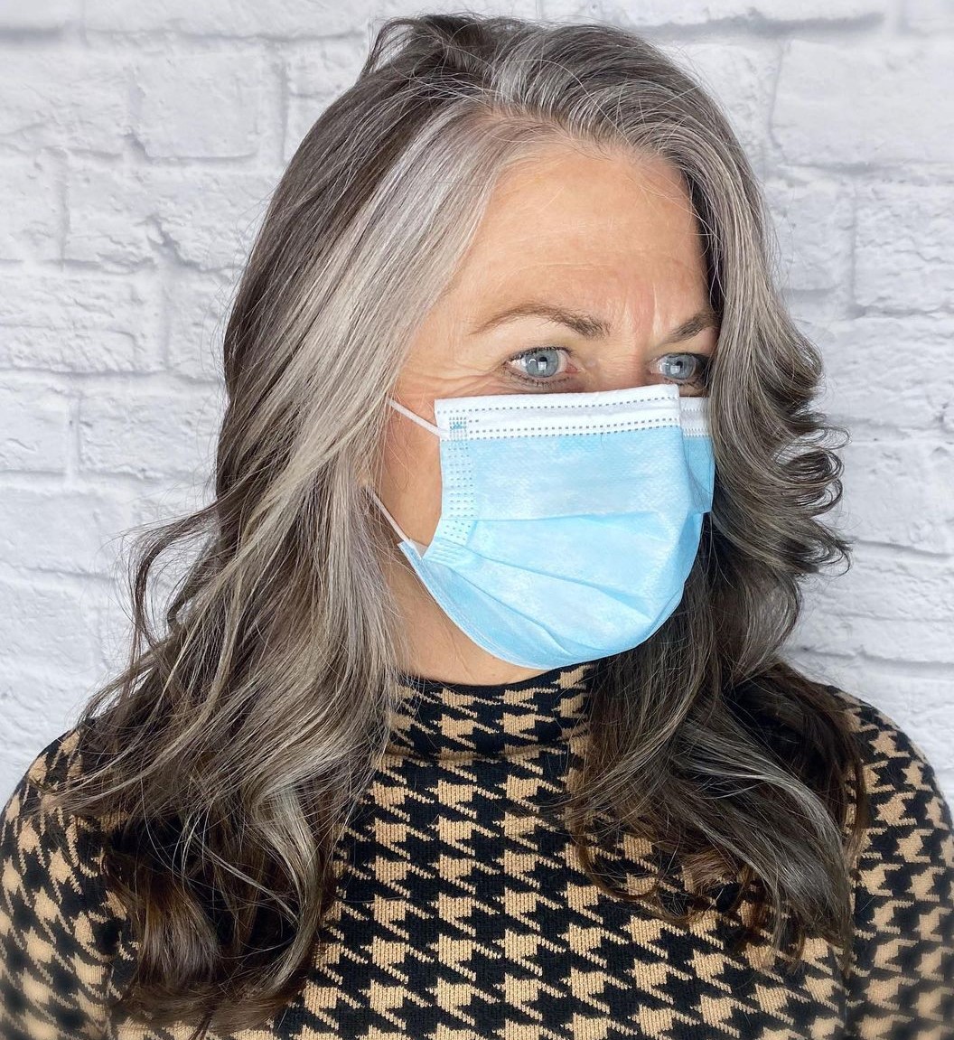 Gray Balayage Hair in Waves