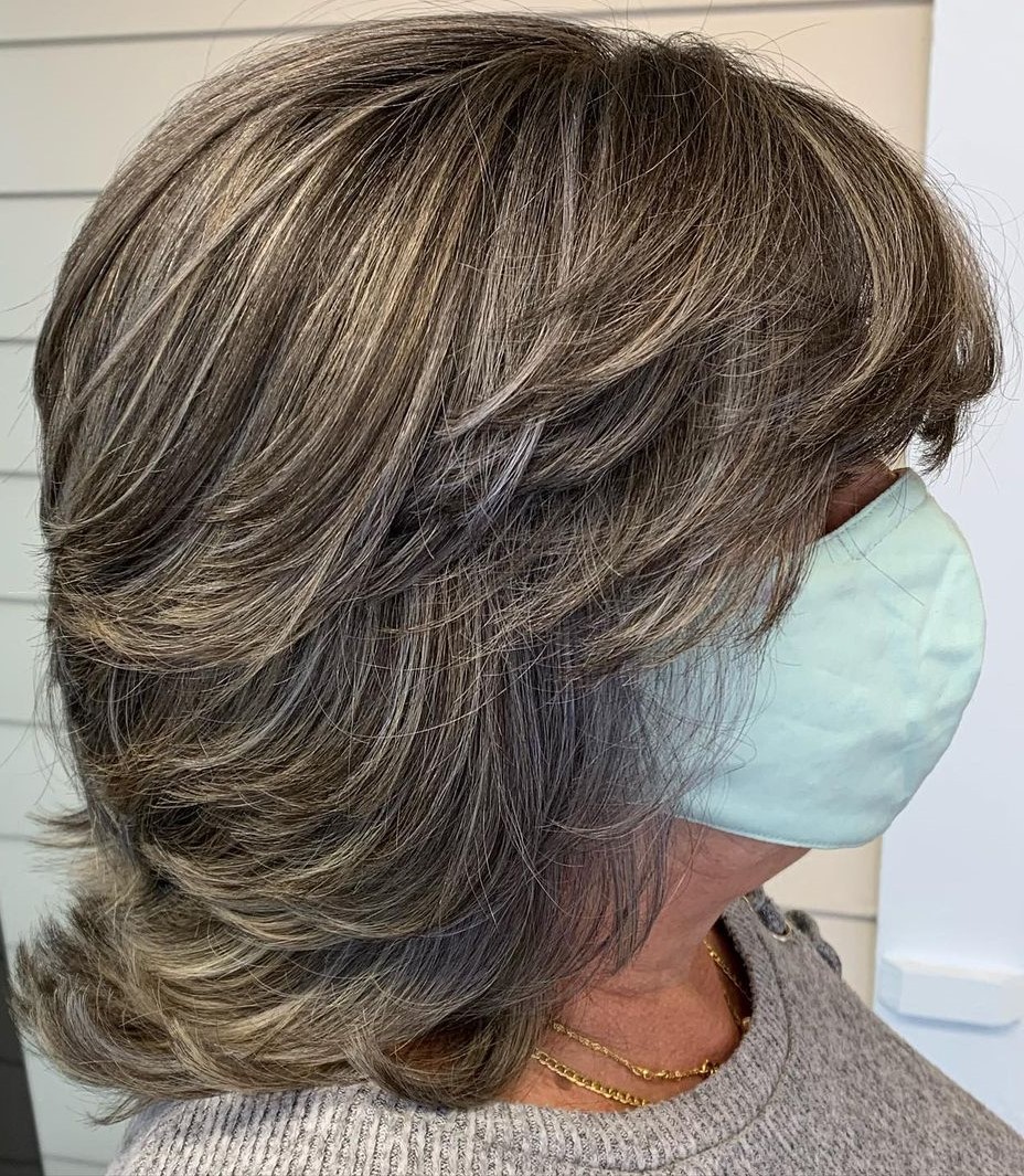 Over 50 Medium Slimming Feathered Hairstyle