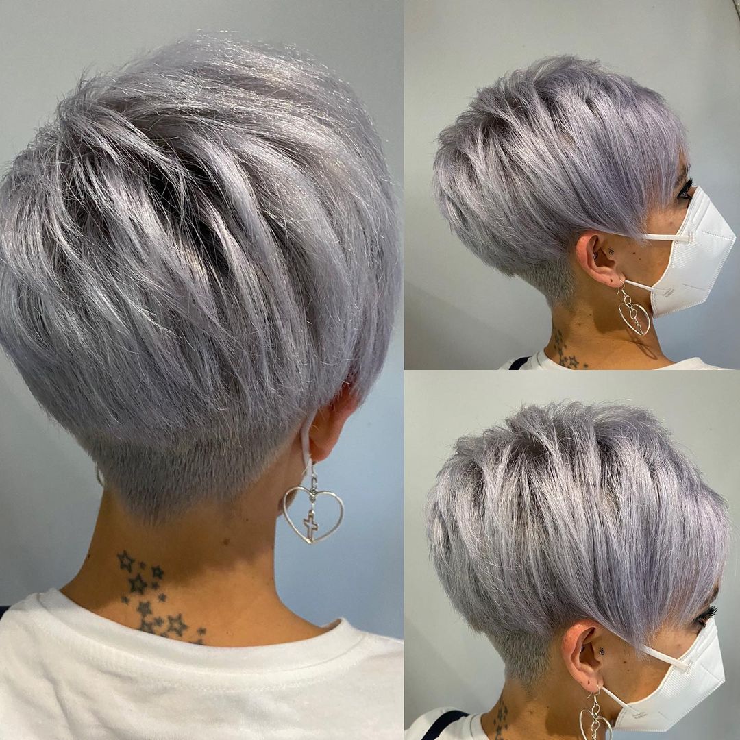 Edgy Short Choppy Gray Pixie