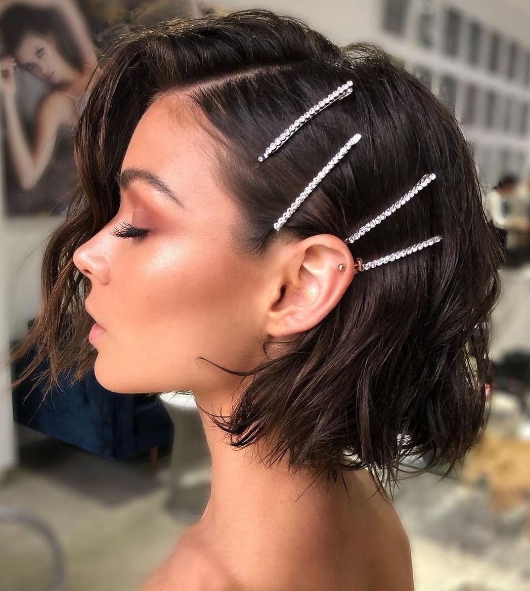 Wedding Bob with Crystal Bobby Pins