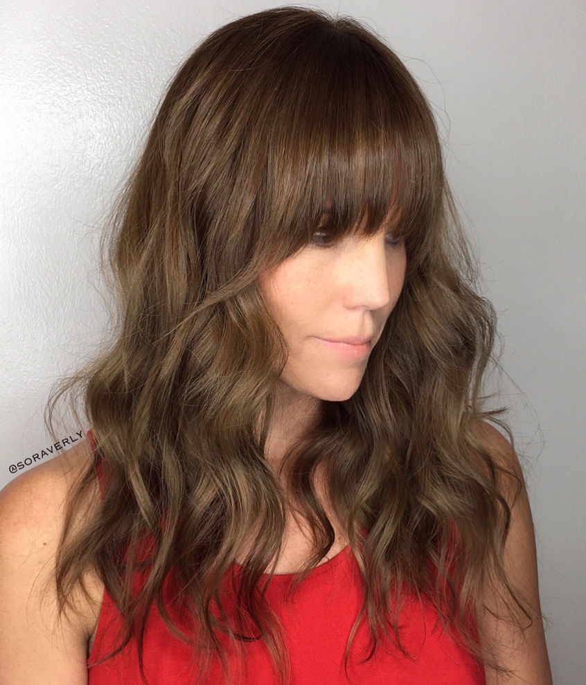 Straight Full Bangs for a Long Face