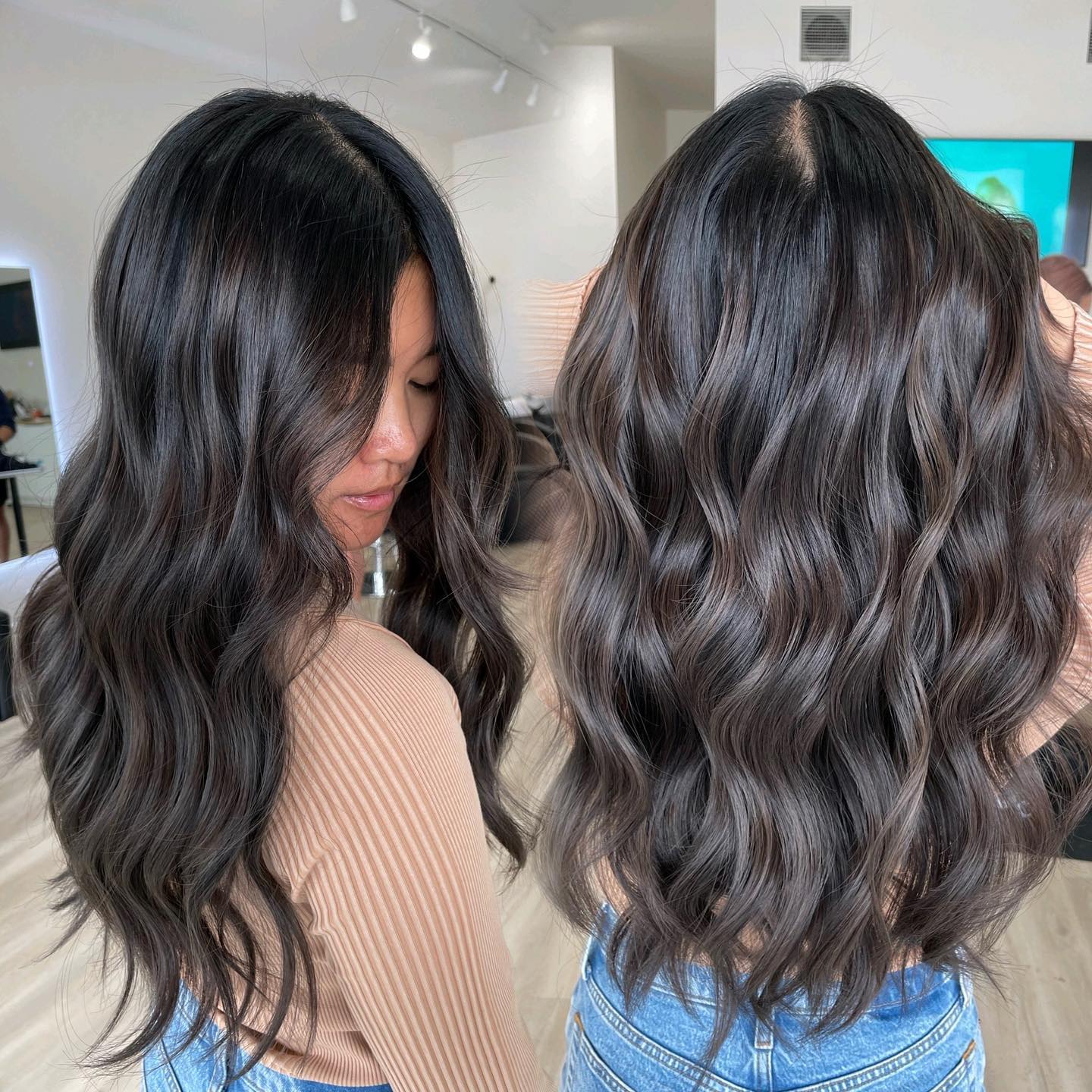 Ash Brown Balayage on Brunette Base