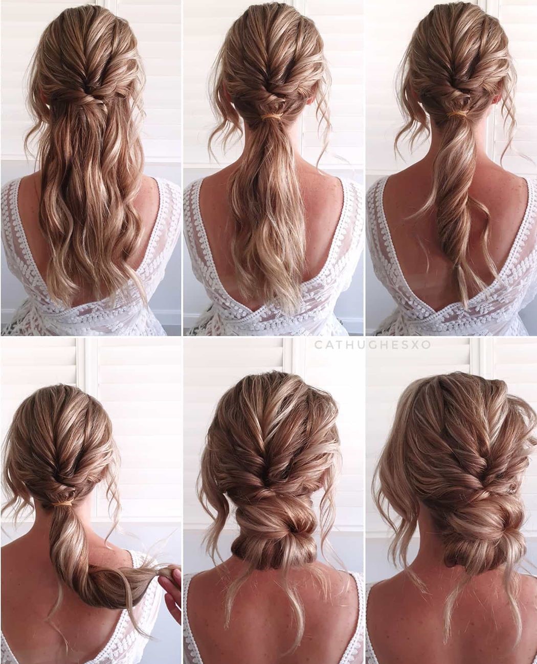 Easy Bridal Wavy Updo