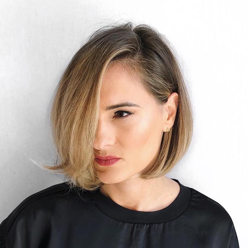 Elegant Bob with Balayage for Square Face