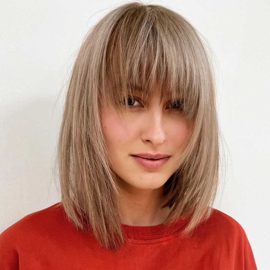 Fine Lob with Bangs and Layers