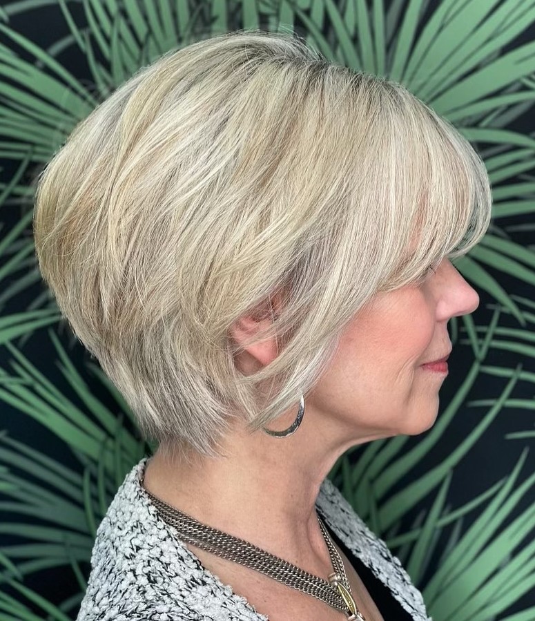 50+ Gray Blonde Layered Bixie