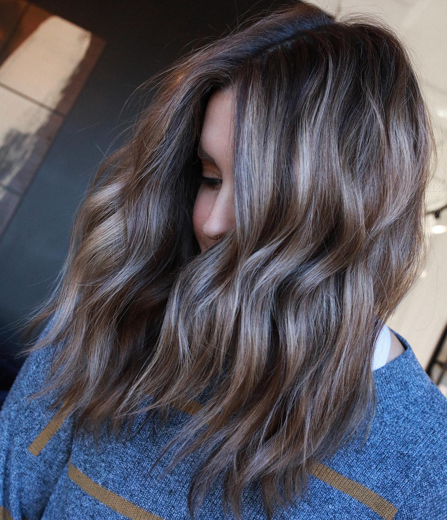 Long Brown Bob with Beach Waves