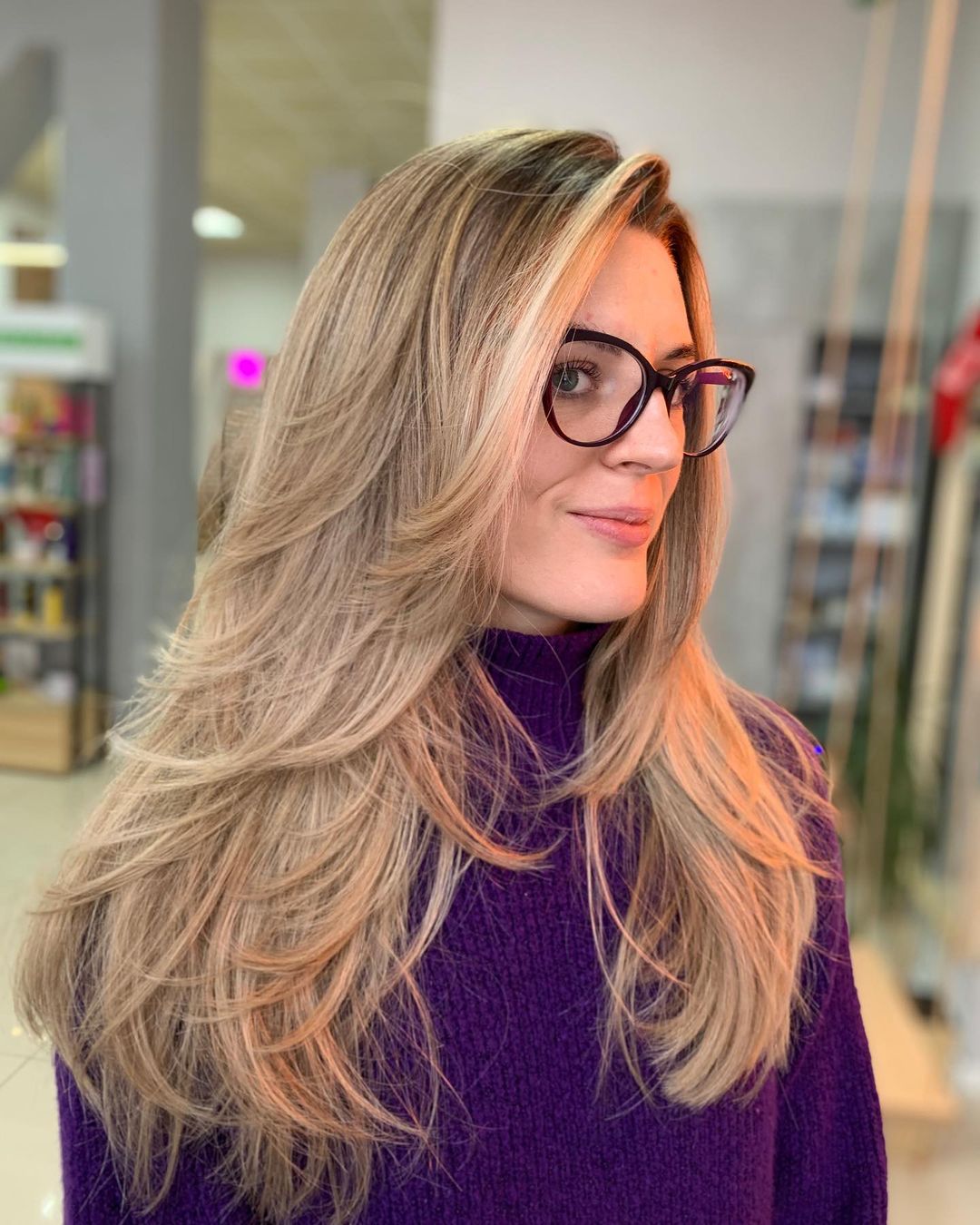 Long Layered Hairstyle with Flipped Ends