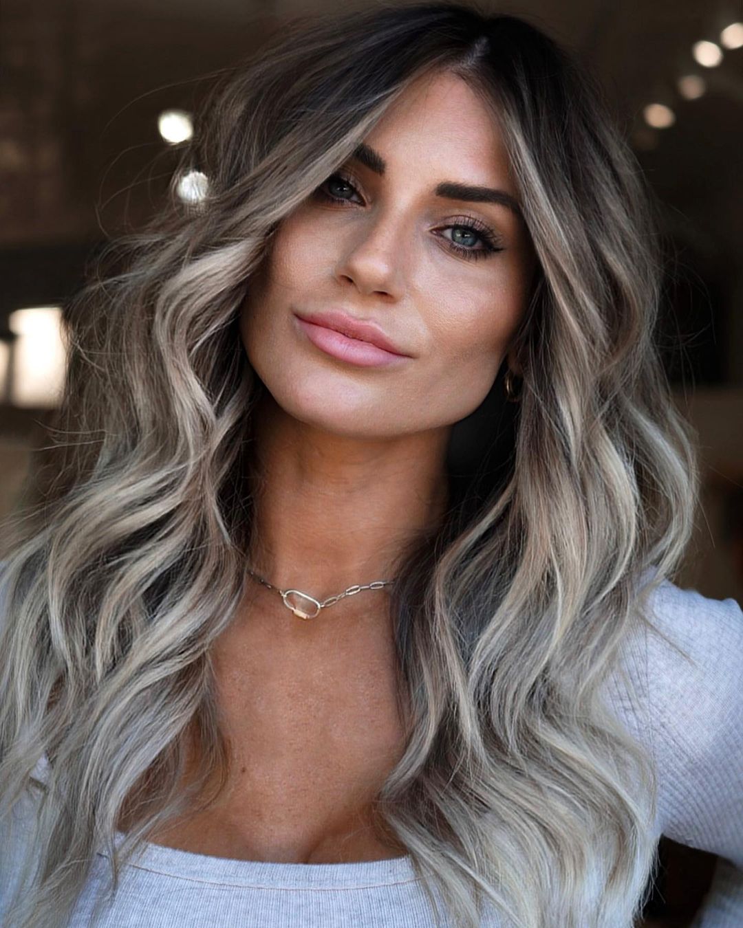 Long Wavy Hairstyle for Square Faces
