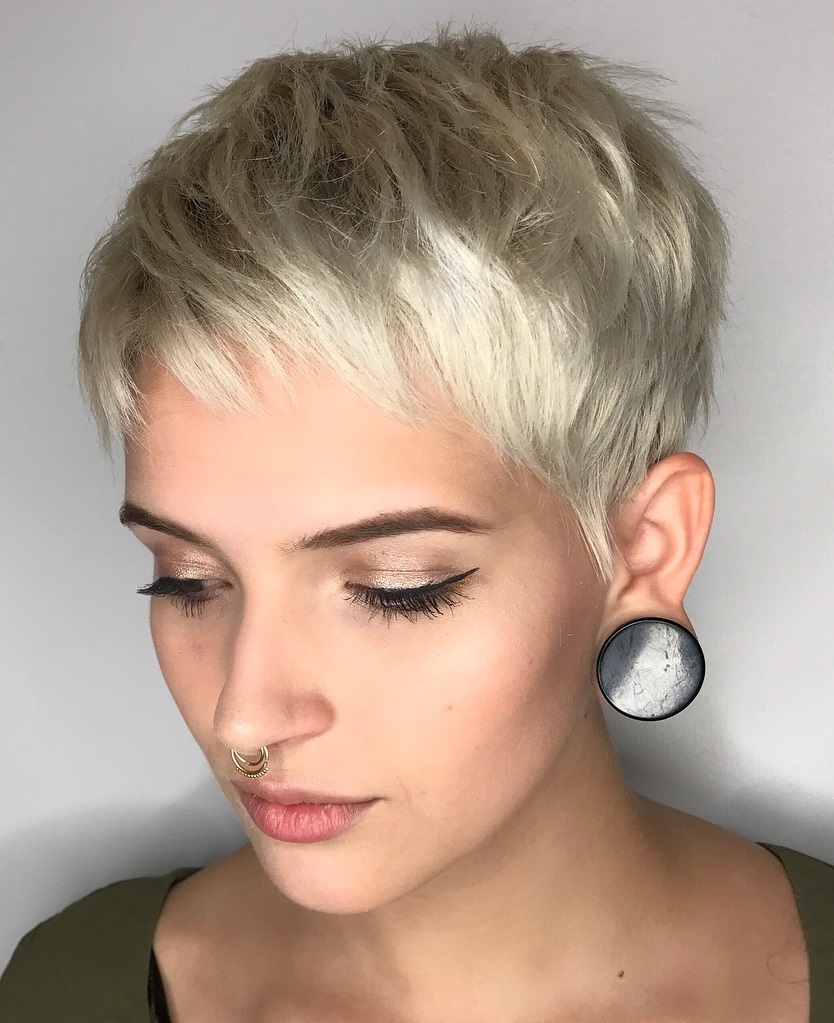 Short Razored Light Metallic Blonde Pixie
