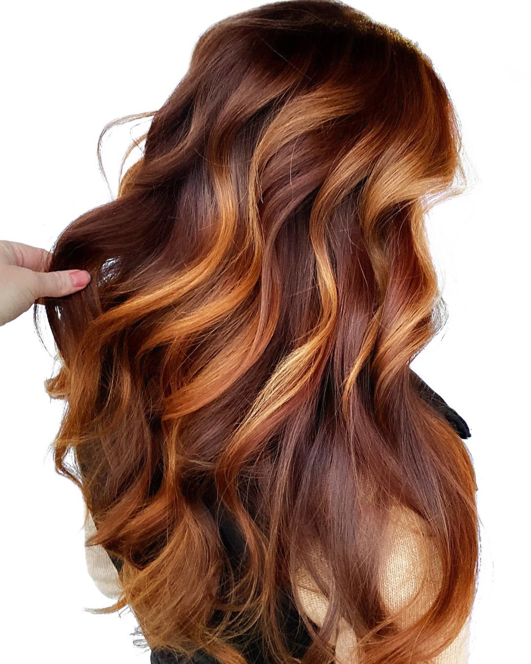 Long Brown Red Balayage Hair