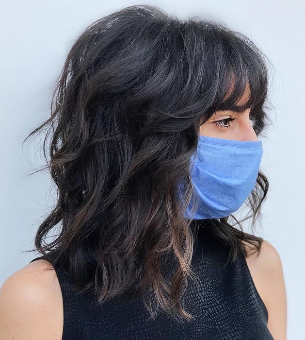Shoulder-Length Wavy Shag Haircut