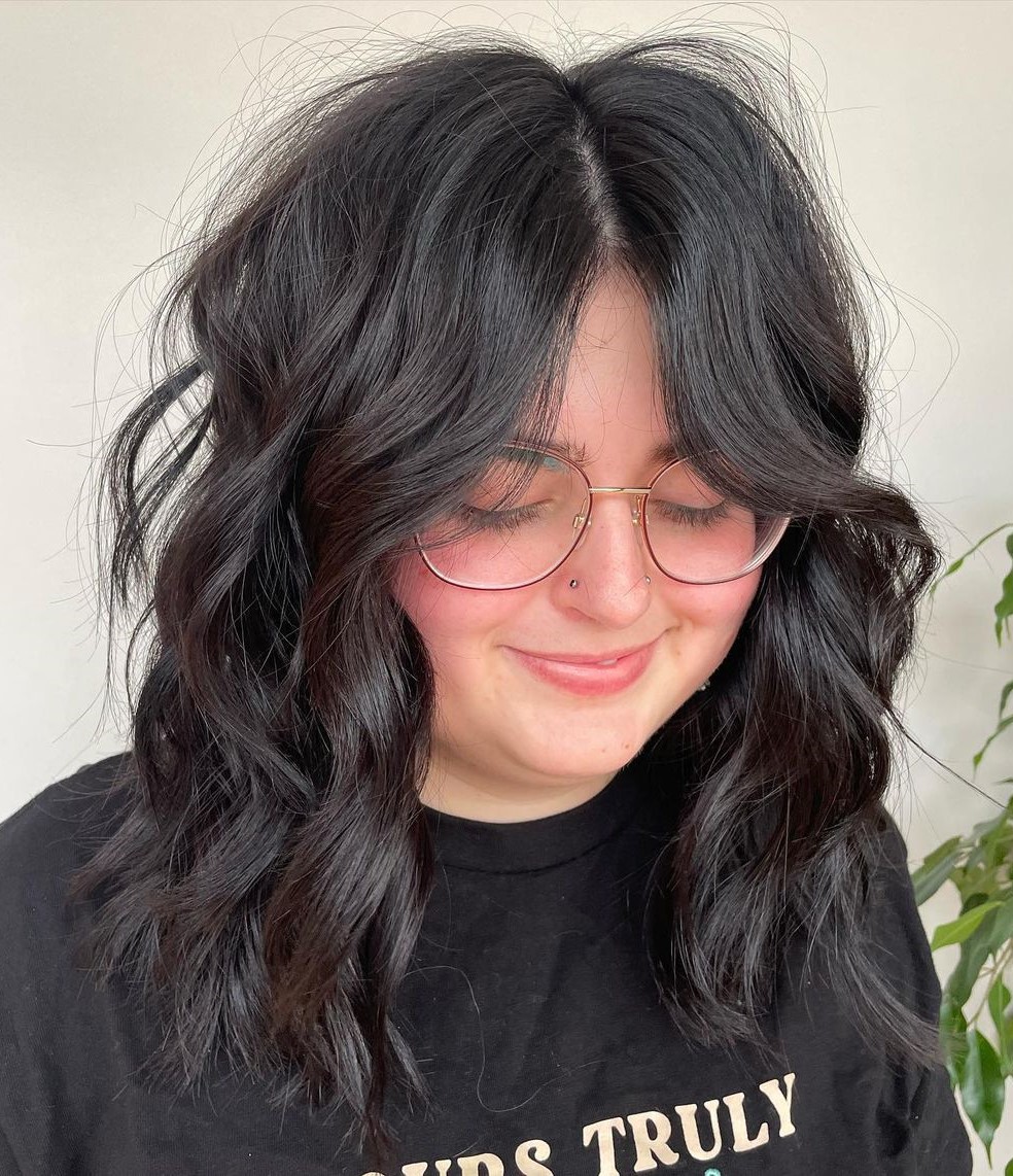 Center-Parted Hair for a Wide Face