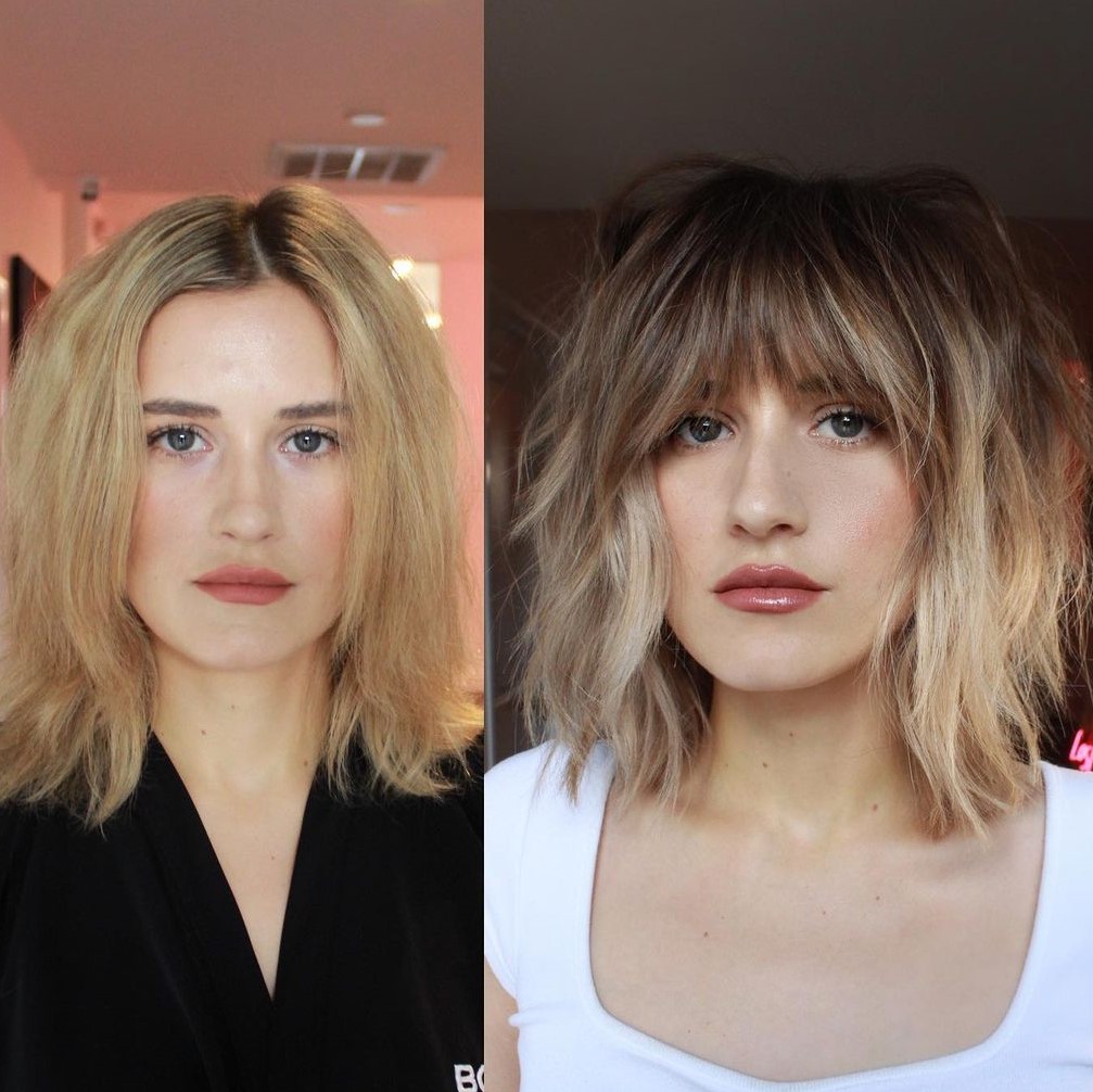 Chopped Bob with Bangs and Waves