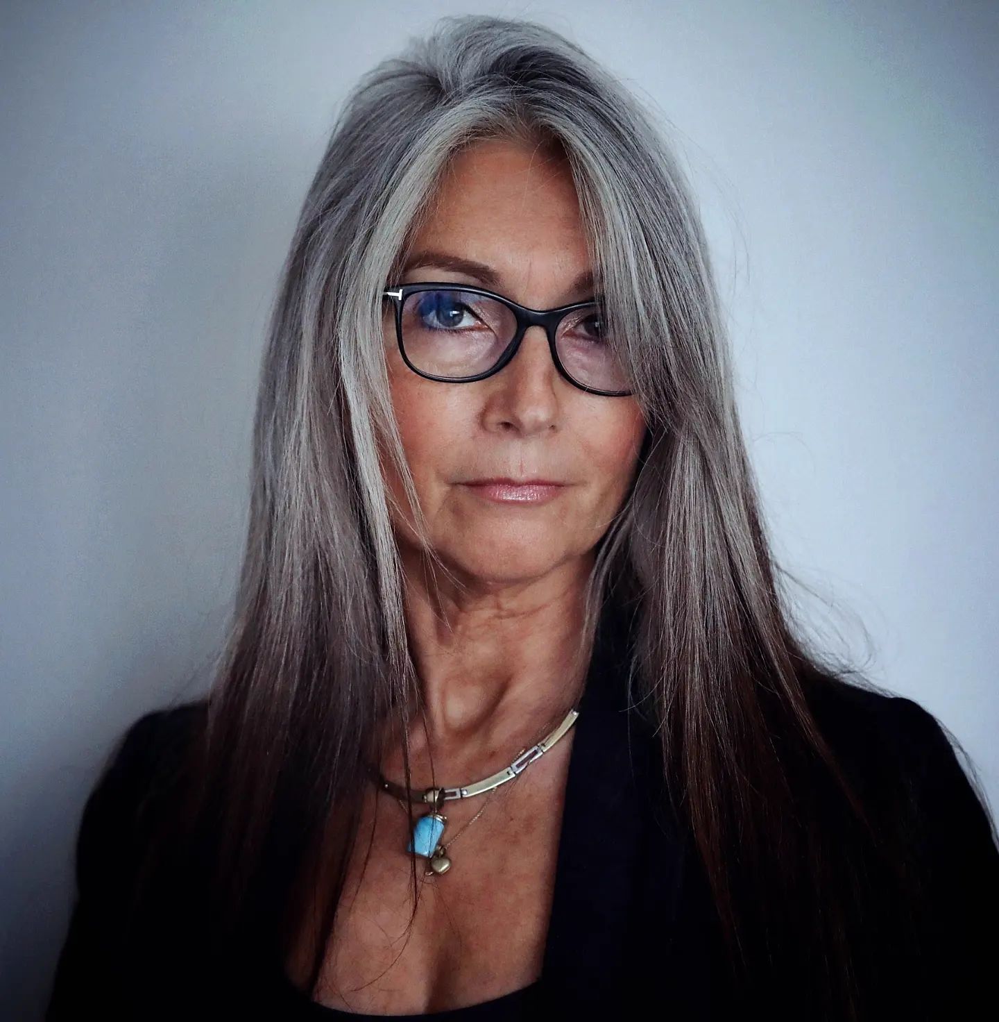 Gray Hair with Reverse Brown Ombre