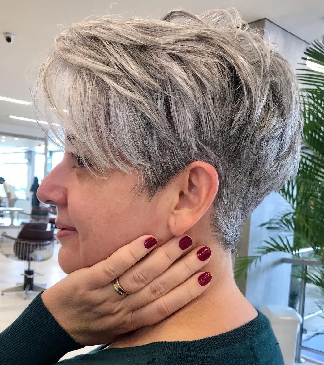 Gray Pixie with Short and Long Strands