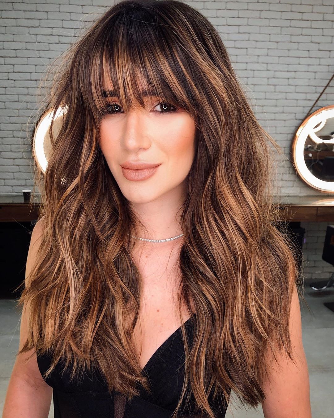 Long Textured Hairstyle with Bangs