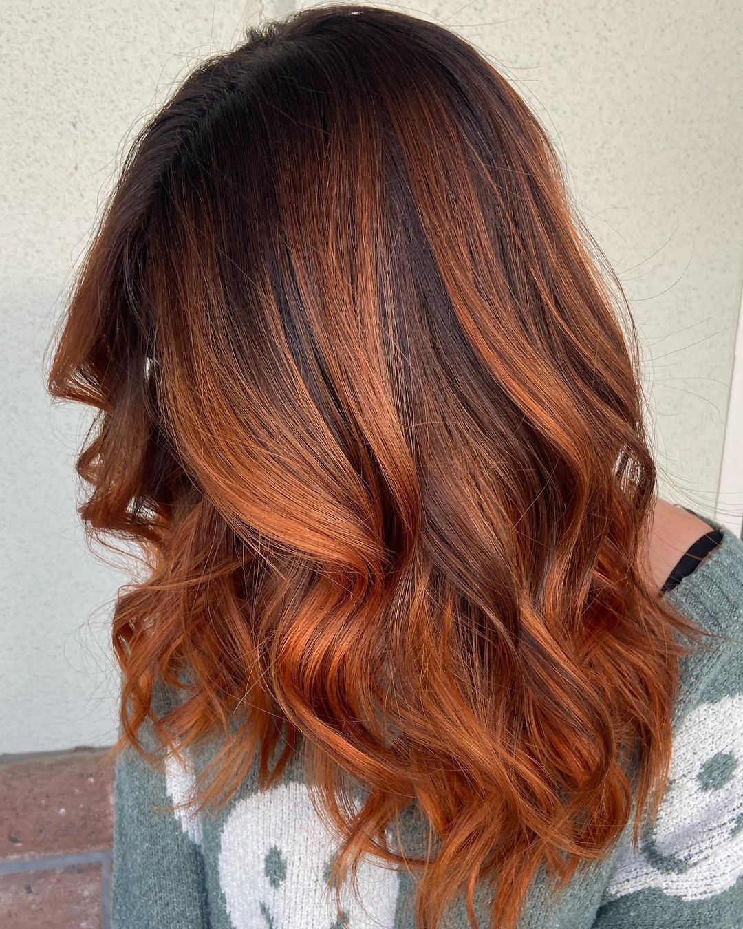 Rusty Red Balayage with Dark Underneath