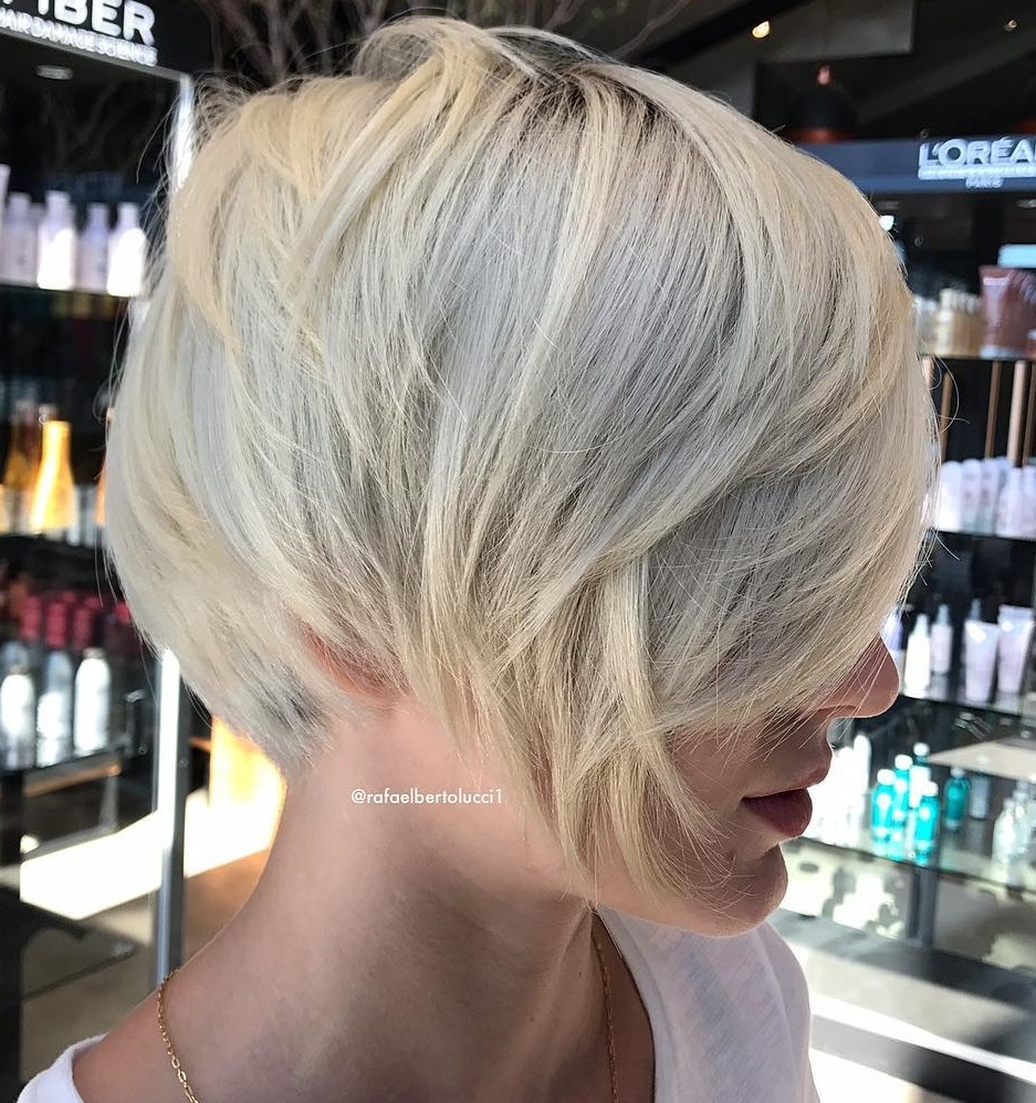 Layered Cool-Toned Blonde Pixie Bob
