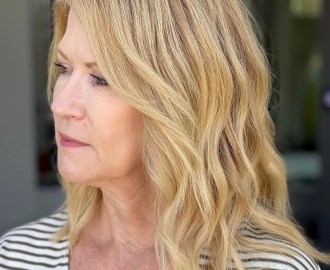 Choppy Blonde Lob for Older Women