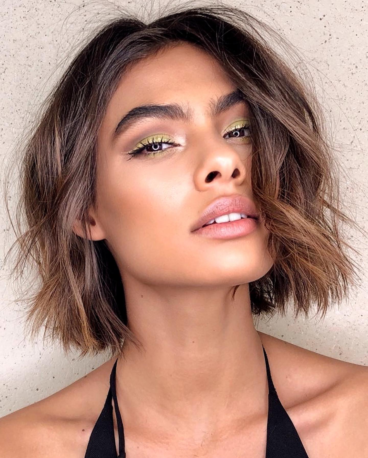 Brunette Bob with Shaggy Waves