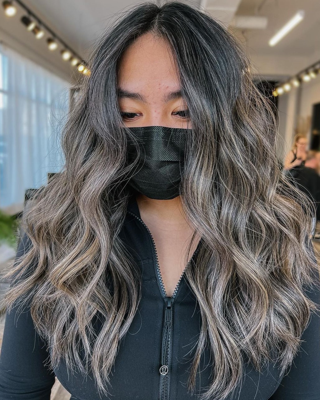 Low-Maintenance Gray Balayage for Dark Hair