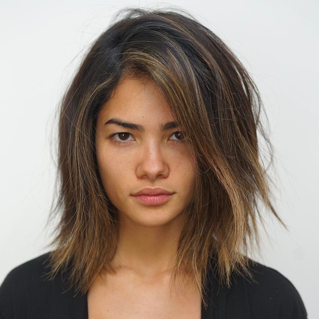 Medium Razored Tousled Cut for Thick Hair