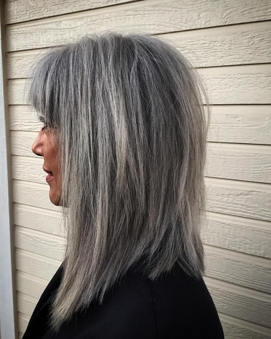 Wispy Gray Haircut for Thick Hair