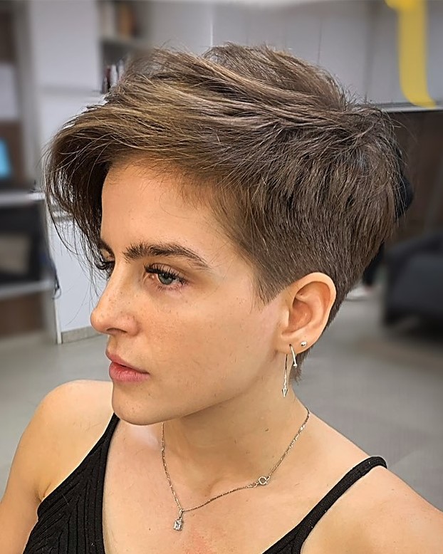 Half-Shaved Short Feathered Hairstyle
