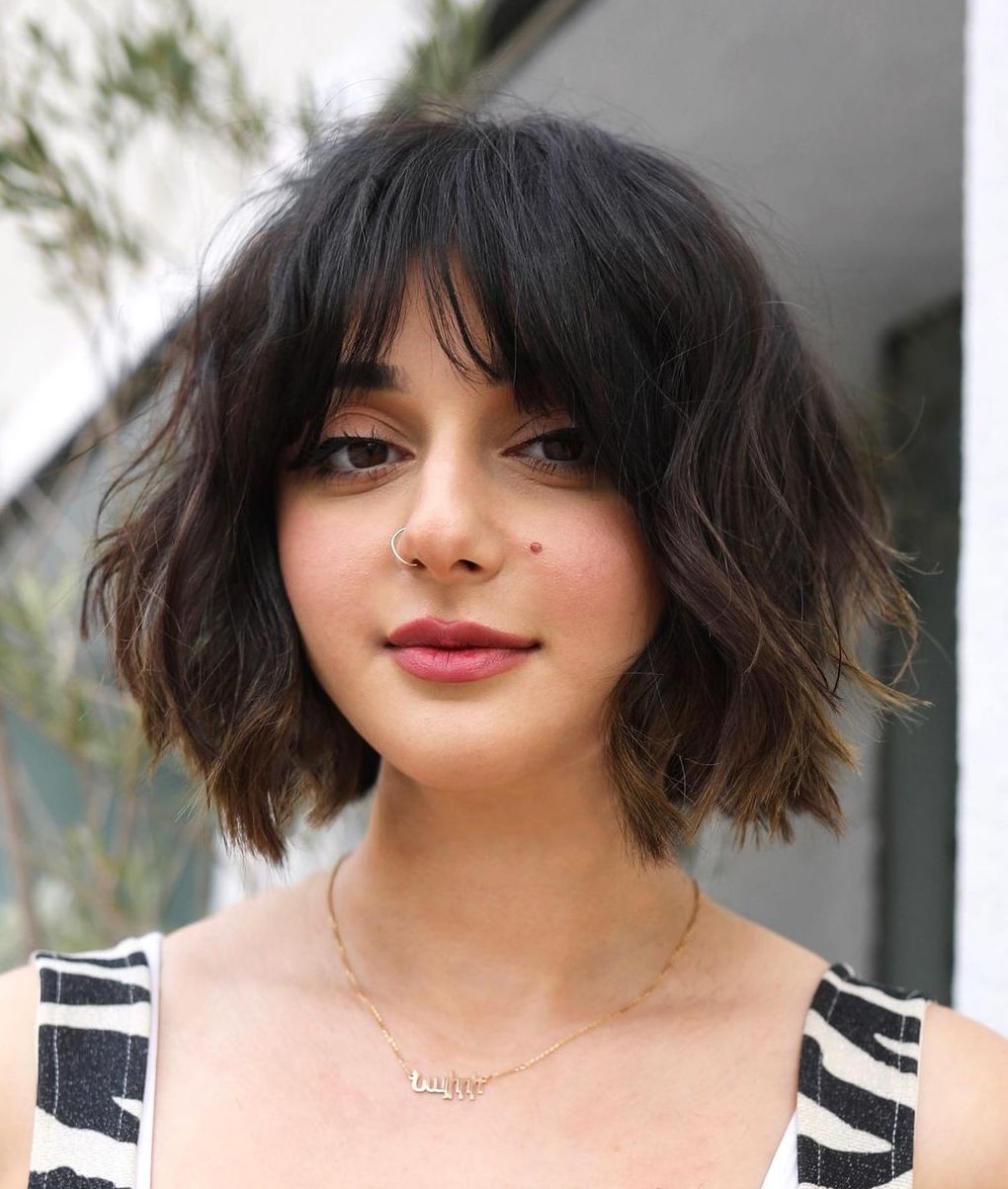 Thick Shaggy Bob for Chubby Faces